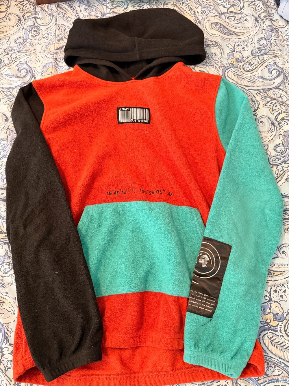 Brooklyn Cloth Red, Black & Teal Fleece Crewneck Hoodie